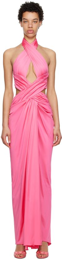 Moschino Pink Draped Maxi Dress