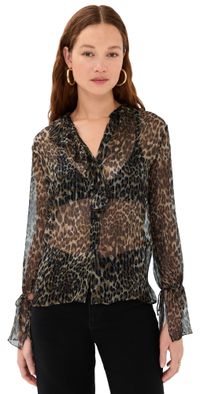 Nili Lotan Cecily Shirt Metallic Leopard L