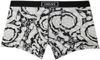 Versace Underwear Boxer gris et noir à taille basse