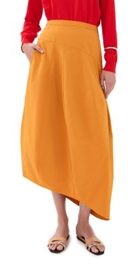 Tibi Nylon Asymmetrical Balloon Skirt Bright Ochre 6