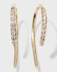 14K Gold Diamond Mini Hooked Earrings