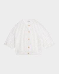 Linen Pailette Charming Cable-Knit Cardigan
