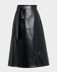 Beatrice Croc-Embossed Vegan Leather Wrap Skirt