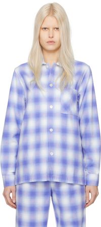 Tekla Blue Check Pyjama Shirt