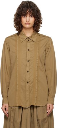 LEMAIRE Chemise ajustée brune à surpiqures
