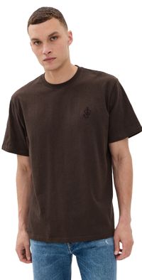 JW Anderson Anchor Embroidery Tee Dark Brown Melange L