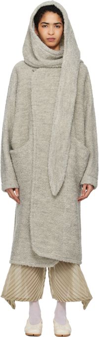 ISSEY MIYAKE Gray Raw Wool Loop Yarn Coat