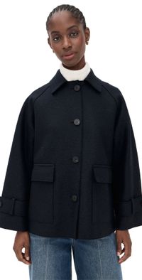 Harris Wharf London Raglan Jacket with Quilted Lining Dark Blue 36