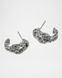 Sterling Silver Love Knot Hoop Earrings, 13mm