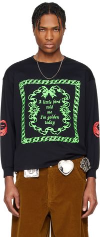 Chopova Lowena Black 'Little Bird' Oversized Jersey T-shirt