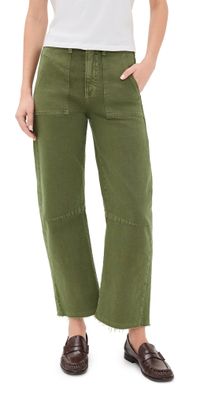 LE JEAN Utility Soft Barrel Jeans Olive Green 30