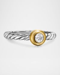 Cable Flex Ring with Diamond in Silver and 14K Gold, 2.8mm
