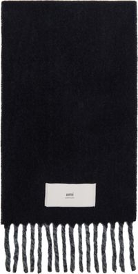 AMI Paris Black Double-Sided Scarf