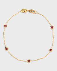 18K Gold Ruby Station Bracelet