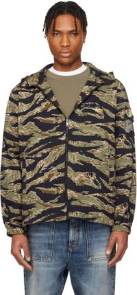 Givenchy Black & Khaki Camo Print Windbreaker Jacket