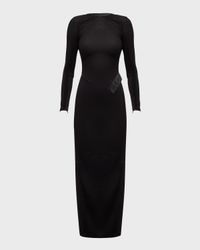 Plisse Jersey Gown with Beaded Hip Detail