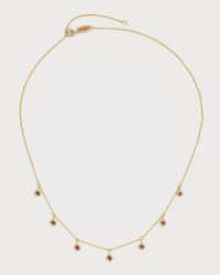 18K Yellow Gold Ruby 7 Dangle Necklace