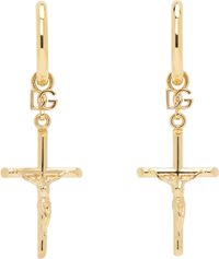 Dolce&Gabbana Gold DNA Cross Earrings