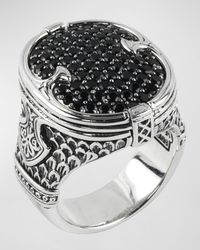 Men's Sterling Silver Pave Spinel Signet Ring, Size 10