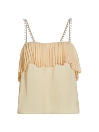 Women's Stephanie Embellished Mesh Top - Soft Gold - Size Large