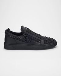 Men's Alicante Leather and Crystal Low-Top Sneakers