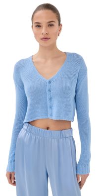 Sablyn Bianco Cashmere Cropped V Neck Cardigan Azureous S