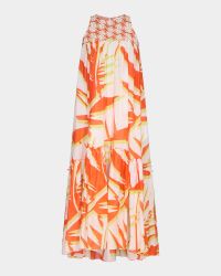 Melisse Abstract-Print Trapeze Maxi Dress