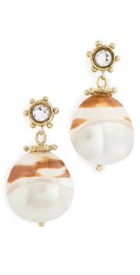 Ulla Johnson Embellished Shell Drop Earrings Pearlescent One Size