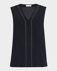 Sleeveless Chain-Trim Top