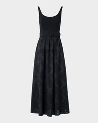 Belted Eyelet-Embroidered Cotton Midi Dress