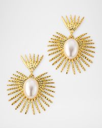 Cabochon Fan Drop Earrings