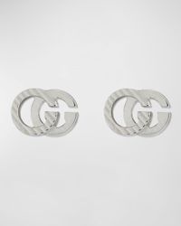 18k White Gold Running G Stud Earrings