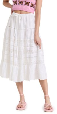 LoveShackFancy Donna Skirt White XS