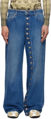 Jean Paul Gaultier Blue 'The Buttoned Denim' Jeans