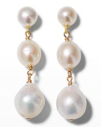 Triple Pearl Post Earrings