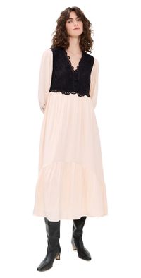 Sea Adelina Battenberg Lace Long Sleeve Combo Dress Multi L