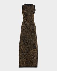 Metallic Paisley Knit Sleeveless Maxi Dress