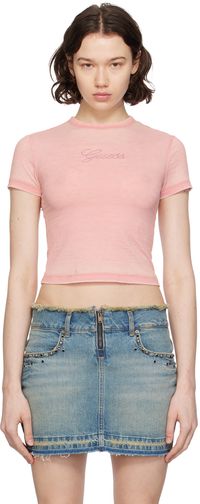 GUESS USA Pink Cropped T-Shirt