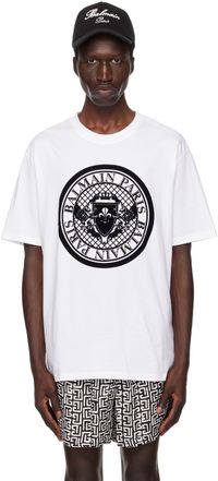 Balmain White Coin T-Shirt