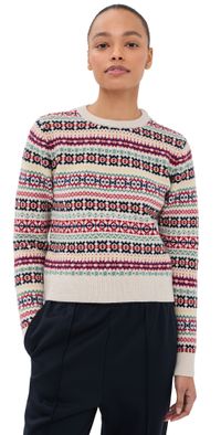 &Daughter Fair Isle Shrunken Crew Neck Sweater Ecru Base L