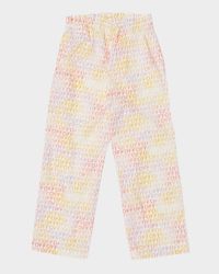Girl's Off Stamp Straight-Leg Pants, Size 12-14