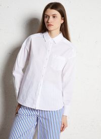 Sud Express - Chemise col classique en coton - Taille L - Blanc