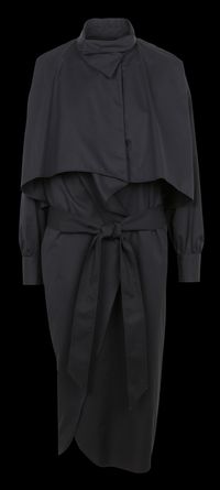 Margaux Lonnberg - Robe chemise mi-longue à col déstructuré en coton - Taille 38 - Noir