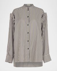 Kaia Pinstripe Laid-On Sleeve Shirt