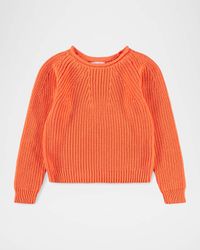 Girl's Gaye Ribbed Organic Cotton Sweater, Size 3-6
