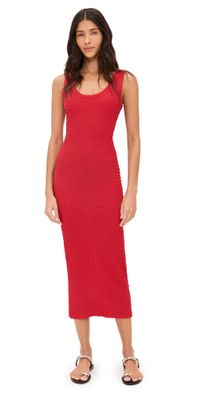 Enza Costa Puckered Tank Dress Red M