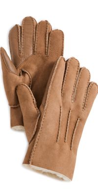 UGG Contrast Sheepskin Gloves Chestnut Brown L