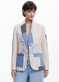 Desigual - Veste de tailleur patchwork - Taille XL - Blanc