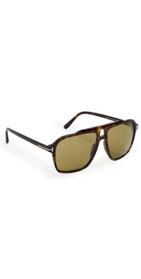 Tom Ford Autari Sunglasses Shiny Dark Havana/Army Green One Size