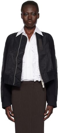 sacai Black Paneled Bomber Jacket